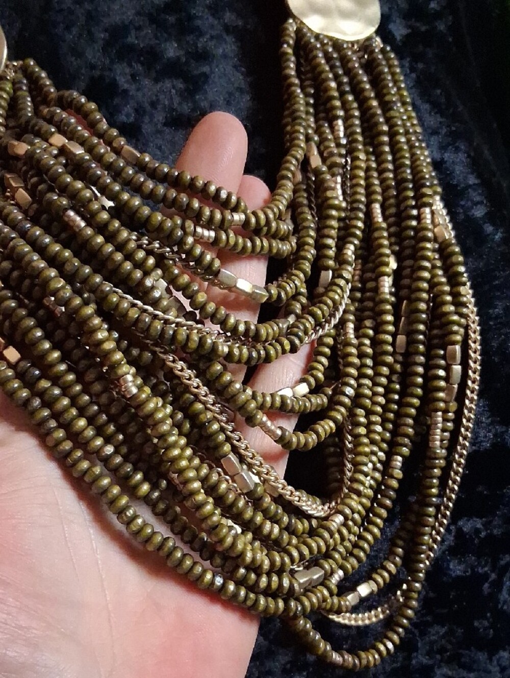 Multi-Strand Bronze Bead Statement Necklace - Women Jewelry - Picture 4 of 12